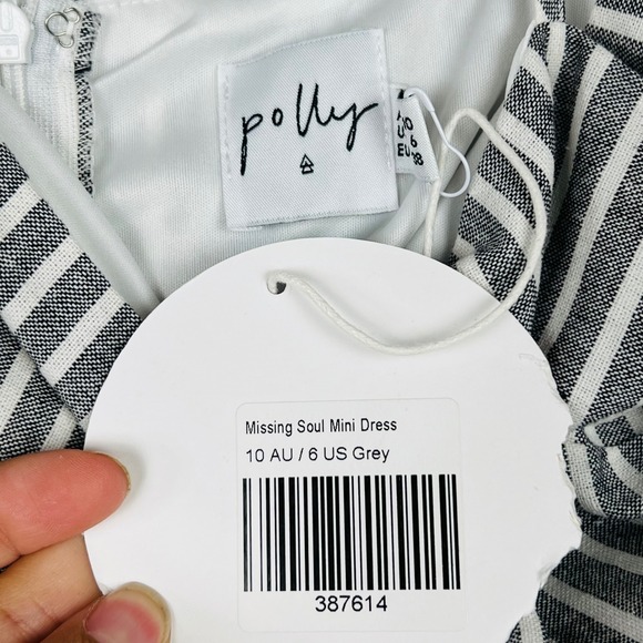 Princess Polly Missing Soul Mini Dress Striped Spaghetti Strap Grey Size 6 NWT - Picture 6 of 15